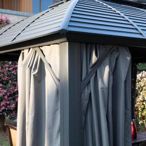Odyssey 10ft.D x 9ft.H x 12ft.W Aluminum Hardtop Gazebo with Galvanized Steel Roof, Mosquito Net and Privacy Sidewall