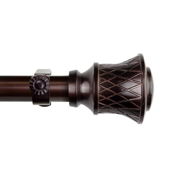 EMOH 48 in. - 84 in. Adjustable Single Curtain Rod 1 in. Dia in Bronze with Jetaime Finials