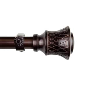 120 in. - 170 in. Adjustable Single Curtain Rod 1 in. Dia in Bronze with Jetaime Finials