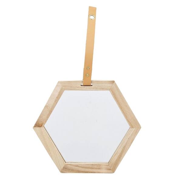 Brown Wood 14 in W x 16 in. H Harlan Hexagon Mirror