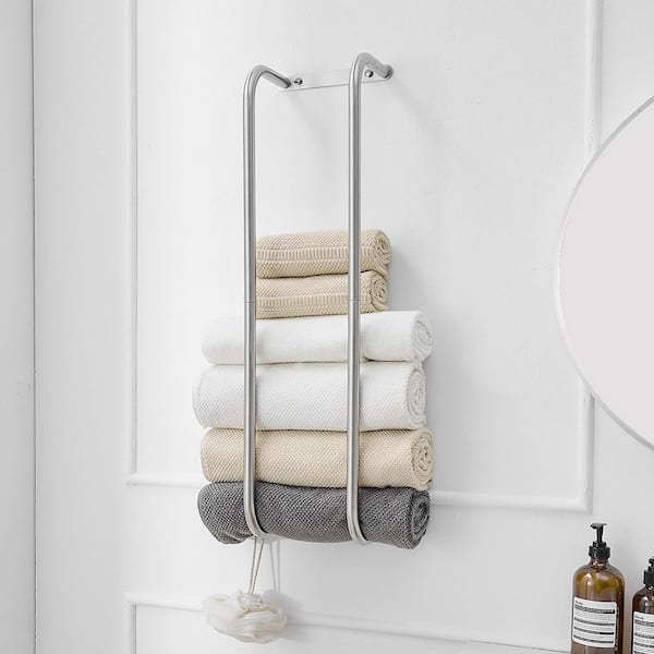 Single Stainless Steel Wall Mounted Towel Rack in Brushed Nickel