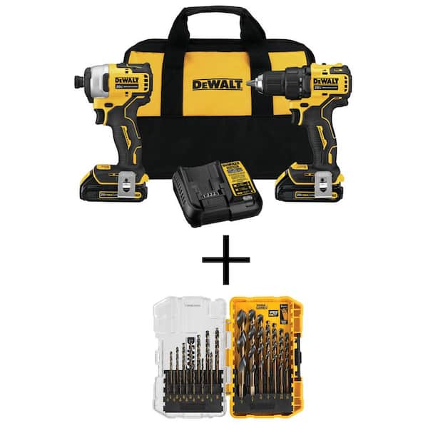 DEWALT ATOMIC 20V MAX Cordless Brushless Compact Drill/Impact 2 Tool Combo Kit and Black and Gold Bit Set (21 Piece) DCK278C2W1181 - The Home Depot