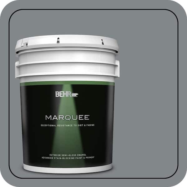 BEHR MARQUEE 5 gal. #N500-5 Magnetic Gray color Semi-Gloss Enamel Exterior Paint & Primer