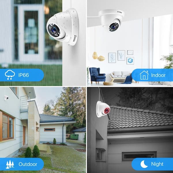 ZOSI Wired 1080p Indoor/Outdoor Dome Security Camera 4-in-1