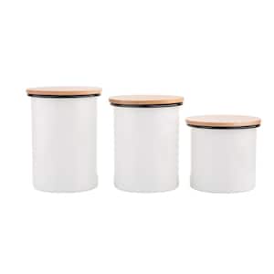 Enamelware Collection 3-Piece Porcelain-Coated Steel Kitchen Canister Set with Lids (2-Pack)