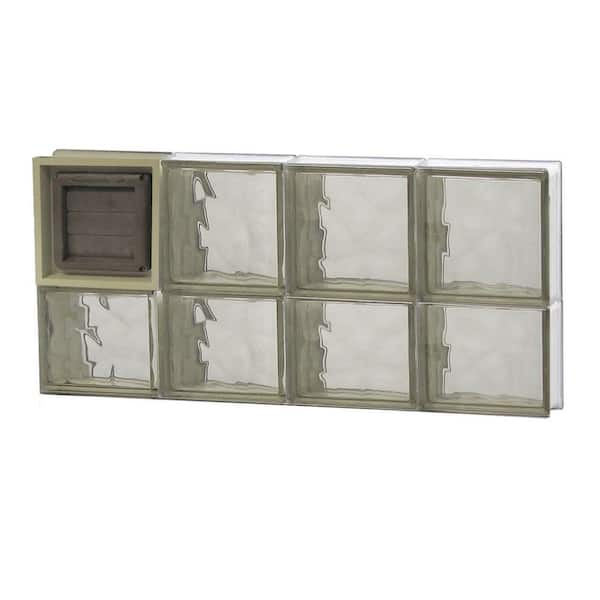 Clearly Secure 31 in. x 13.5 in. x 3.125 in. Frameless Wave Pattern Bronze Glass Block Window with Dryer Vent