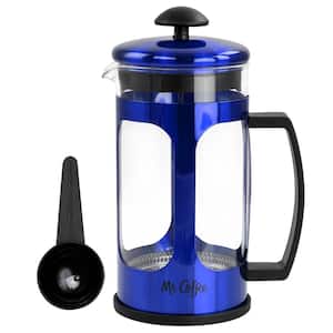 3 Cup Glass and Stainless Steel French Press Coffee Maker in Blue