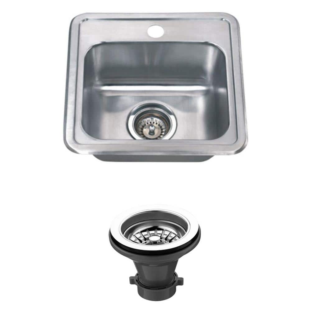 15'' Square Drop-In Stainless Steel Single Bowl Sink