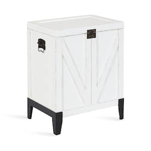Cates 20.25 in. W. White Rectangle Farmhouse Wood End Table with Storage