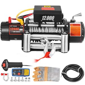 12000 lbs. Truck Winch 85 ft. Electric Winch Steel Cable 12-Volt Winch with Wireless Remote Control and Powerful Motor