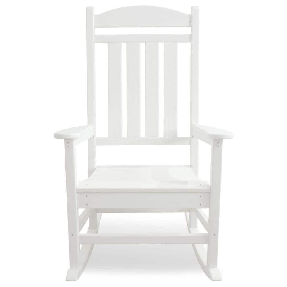 White Recycled Plastic Presidential Rocking Chair with Arms