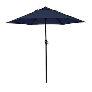 9 ft. Steel Market Push Tilt Patio Umbrella in Polyester Navy Blue