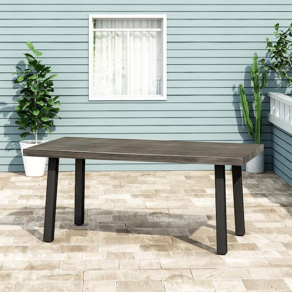 Noble House Pointe Grey Rectangle Aluminum Outdoor Dining Table