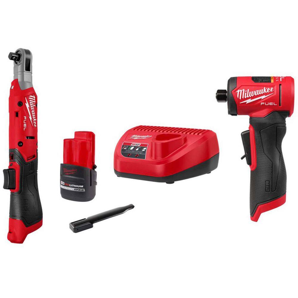 mi Milwaukee M12 12V Lithium-Ion 3/8 in. Cordless Ratchet Kit with