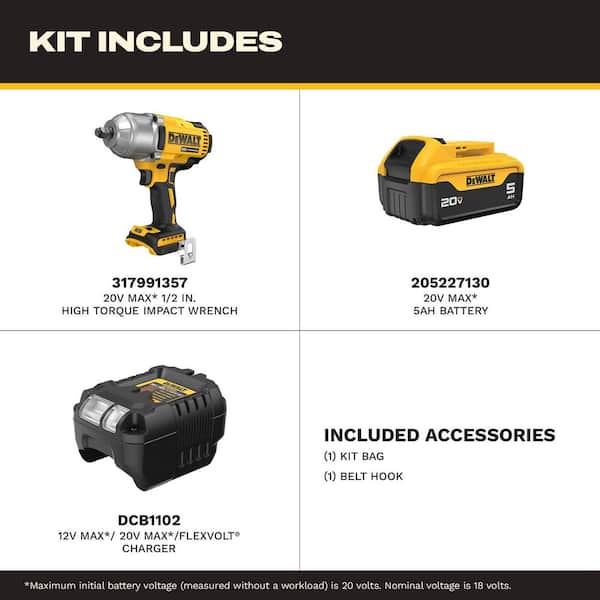 20V MAX Lithium-Ion Cordless 1/2 in. Impact Wrench Kit
