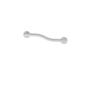 24 in. Right-Hand Modern Wave Shaped Grab Bar in Powder White