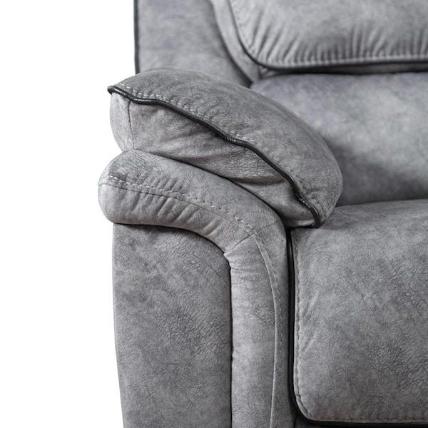 Edmund 78.50 in. Gray Microsuede 2-Seater Manual Recliner Loveseat