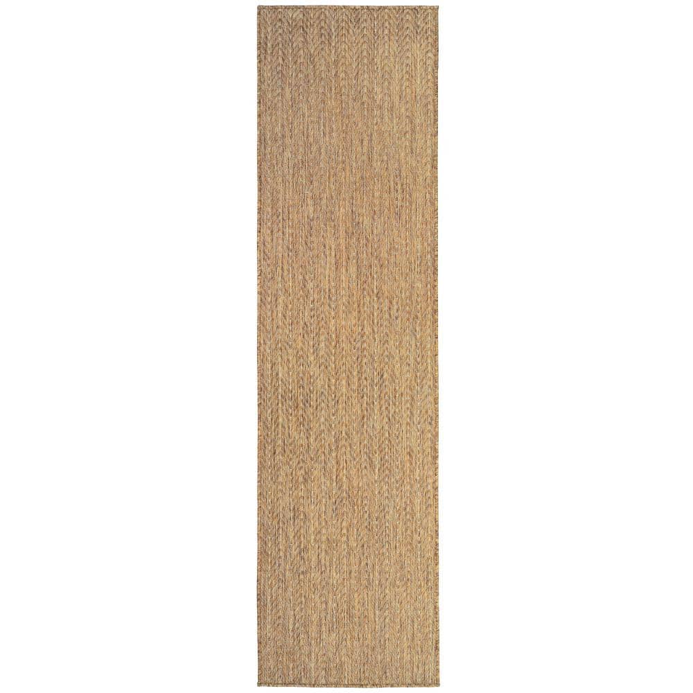 Natural Brown Geometric Flatweave Indoor/Outdoor Runner Rug