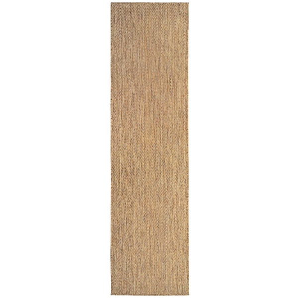 Nourison Horizon Natural 2 ft. x 6 ft. Indoor/Outdoor Geometric Contemporary Runner Area Rug