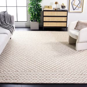Abstract Ivory/Brown 8 ft. x 10 ft. Geometric Distressed Area Rug