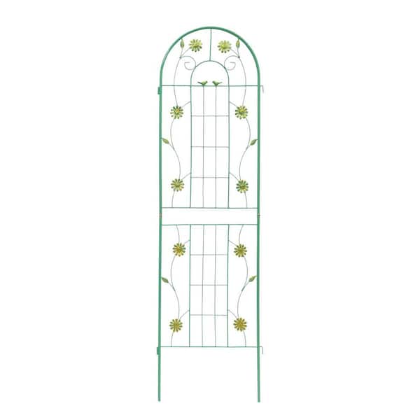 cenadinz 71 in. Green Iron Garden Trellis Outdoor Climbing Plant/Flower Support (2-Pack) Flower Design
