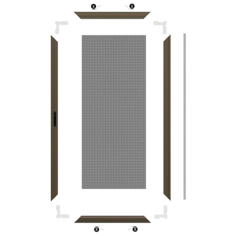 RITESCREEN MFit KD Door 36 in. x 80 in. Bronze Aluminum Sliding Patio Screen Door with PetMesh