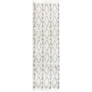 Selah Geometric Shag Beige 2 ft. 6 in. x 6 ft. Runner Rug