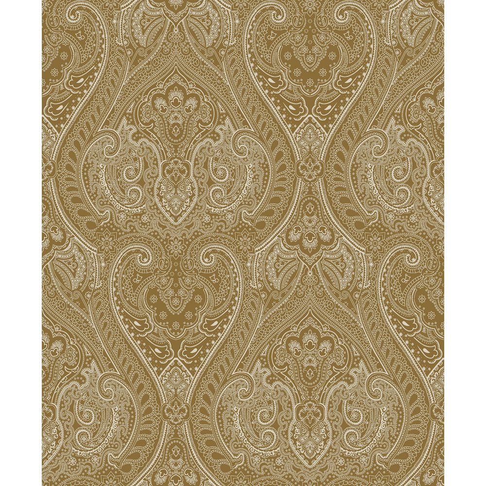 Zen Collection Gold Lace Damask Metallic Sheen Finish Non-Pasted Non-Woven 