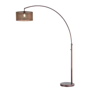 Elena IV 81 in. Double Shade LED Antique Bronze Arched Floor Lamp with Dimmer