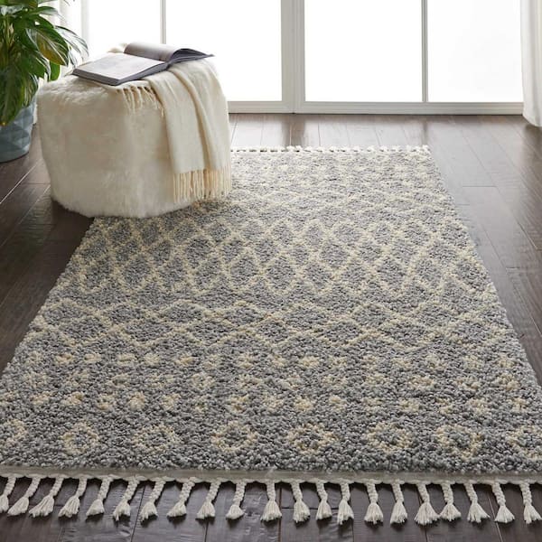 Marrakesh Shag Silver 4 ft. x 7 ft. Shag Contemporary Area Rug