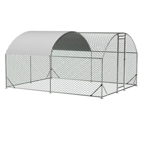 FIROMO 9.8 ft. x 13.1 ft. x 6.4 ft. Galvanized Metal Walk-In Chicken Coop House Poultry Cage with Waterproof UV-Resistant Cover