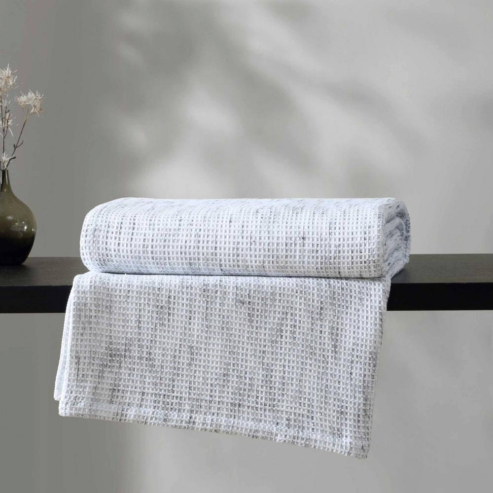 King White and Black Cotton Waffle Weave Blanket