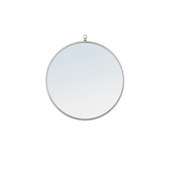 Unbranded Timeless Home 24 in. W x 24 in. H Contemporary Metal Framed Round Silver Mirror