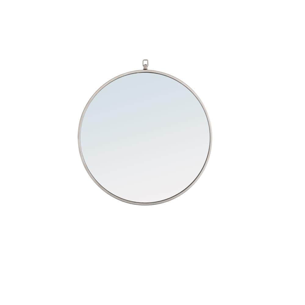 Medium Round Silver Modern Mirror (24 in. H x 24 in. W)