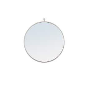 Medium Round Silver Modern Mirror (24 in. H x 24 in. W)