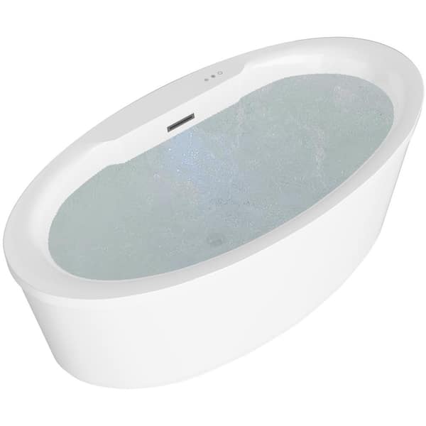ANZZI Jarvis Series 67 in. Acrylic Flatbottom Air Bathtub in White
