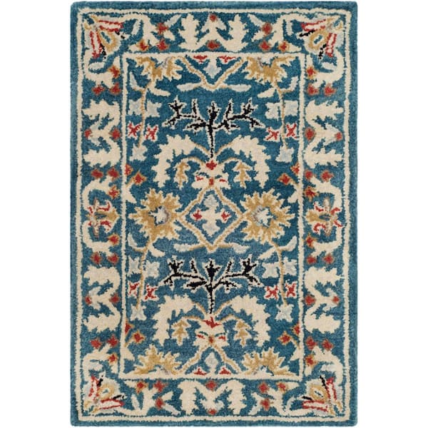 SAFAVIEH Antiquity Dark Blue/Multi Doormat 2 ft. x 3 ft. Border Area Rug