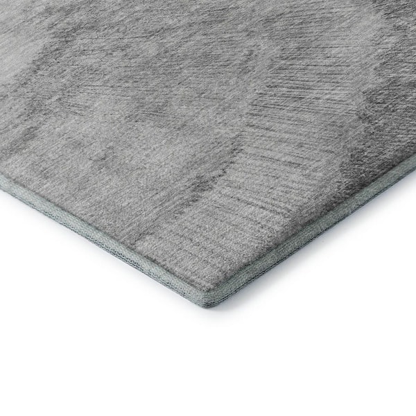 Mayfield Premium Machine Washable Indoor/Outdoor Geometric AMF650 Gray 8 ft. x 8 ft. Round Area Rug