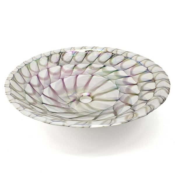 Murano 21 in. x 21 in. Drop-in Bathroom Sink in Nautilus Brown Decorative Pattern Glass