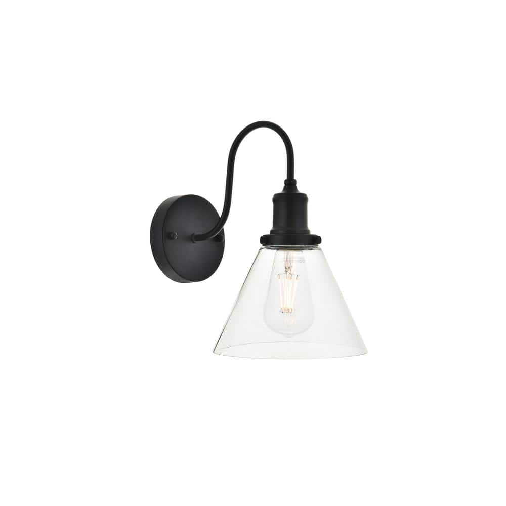 Timeless Home Helene 7.5 in. W x 11.4 in. H 1-Light Black and Clear ...