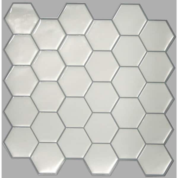StickTiles 10.5 in. W x 10.5 in. H Pearl Hexagon Peel and Stick Decorative Tile Backsplash (4-Pack)
