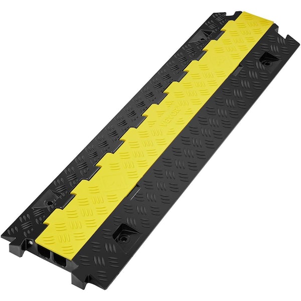 VEVOR Cable Protector Ramp 2 Channel 22000 lbs. Load Traffic Speed Bump 36.14 x 9.84 in. with Flip-Open Top Cover for Driveway