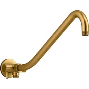 Gooseneck Rain Head Arm with 2-Way Diverter in Vibrant Brushed Moderne Brass