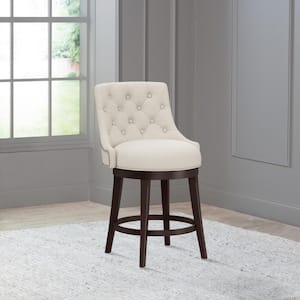 Halbrooke 24 in. Chocolate and Cream Swivel Counter Stool
