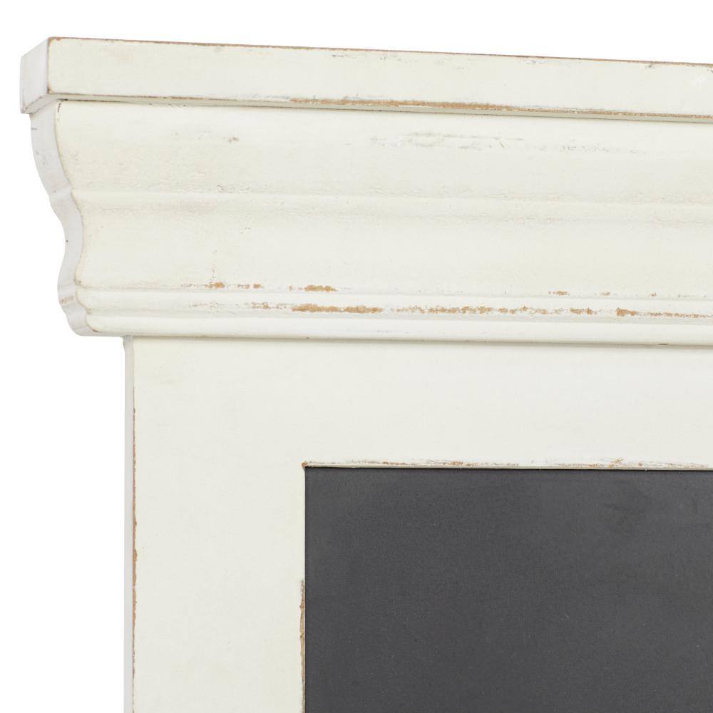 White Wood Nautical Wall Shelf with Chalkboard and Hooks