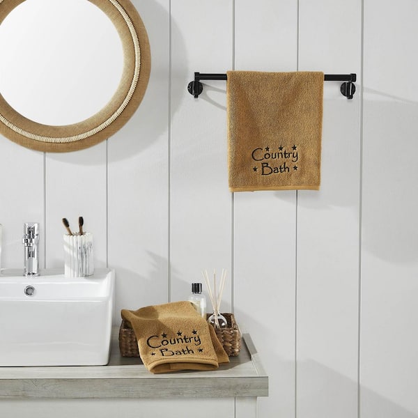 Country Bath Doe Tan Rick Black Stars 100% Cotton Hand Towel (Set of 2)