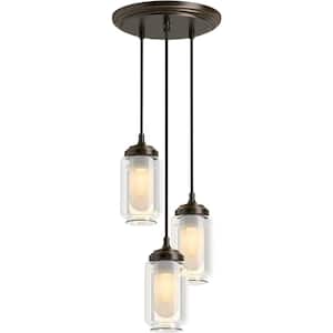 Artifacts 3 Light Pendant Lighting Fixture for Kitchen Island, Oil Rubbed Bronze, 10' Adjustable Cord Length