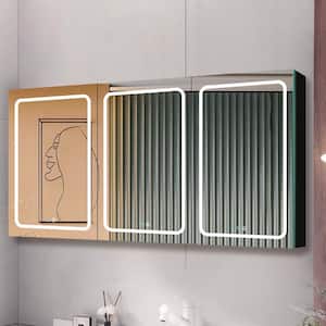 60 in. W x 30 in. H Rectangular Aluminum Medicine Cabinet with Mirror and Anti-Fog LED Dimmable Medicine Cabinet Mirror