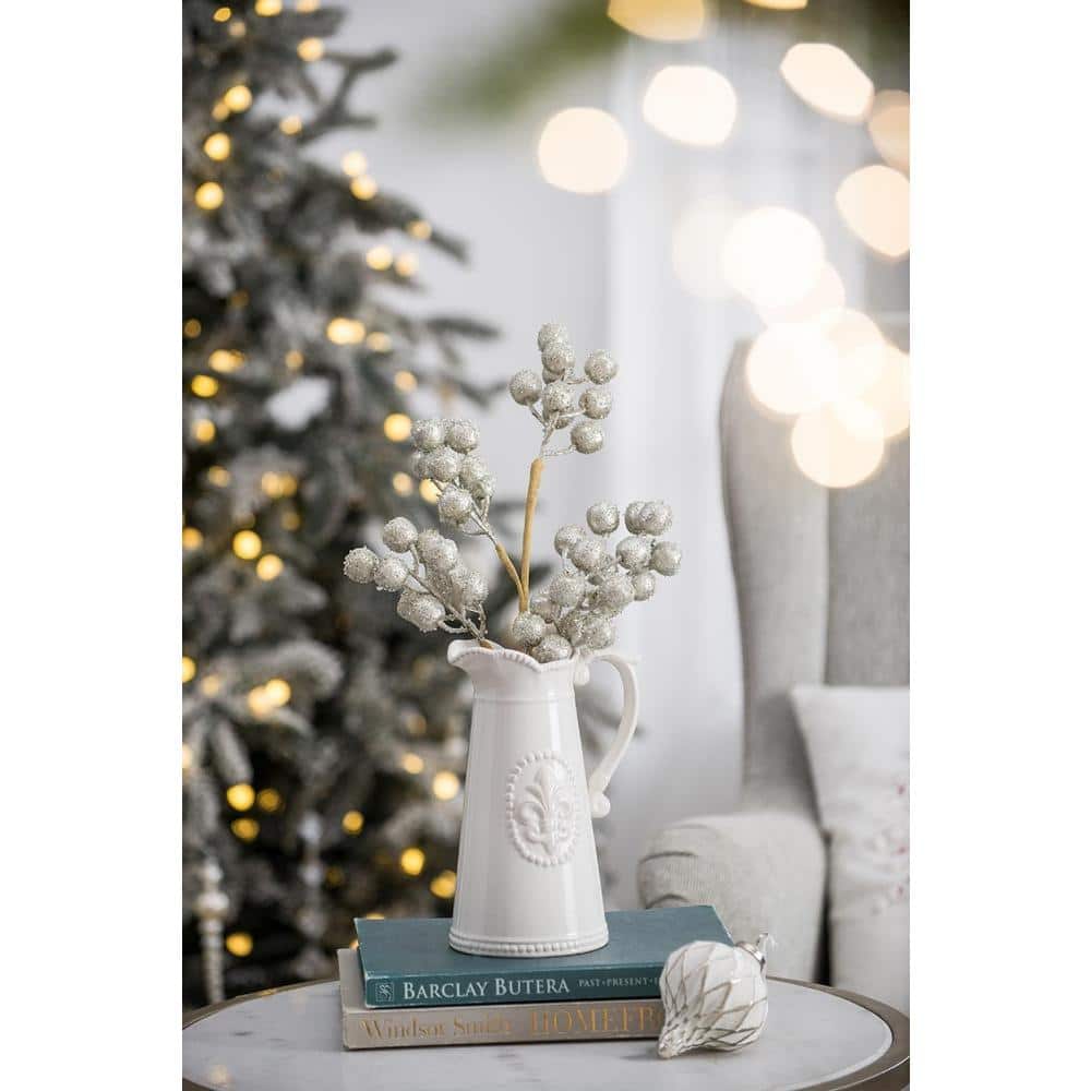 24" Silver Berry Sprays Set of 12
