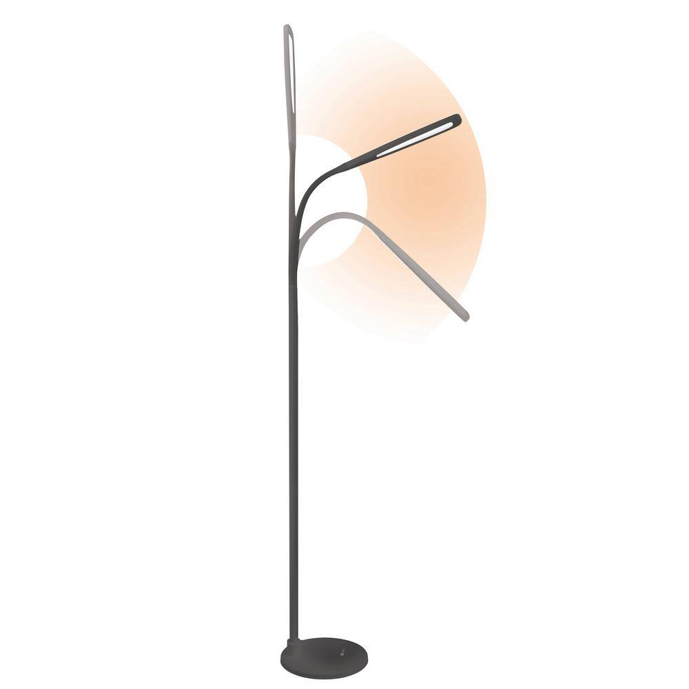 Adjustable Arc LED Floor Lamp with 3-Way Touch Dimmer in Matte Black